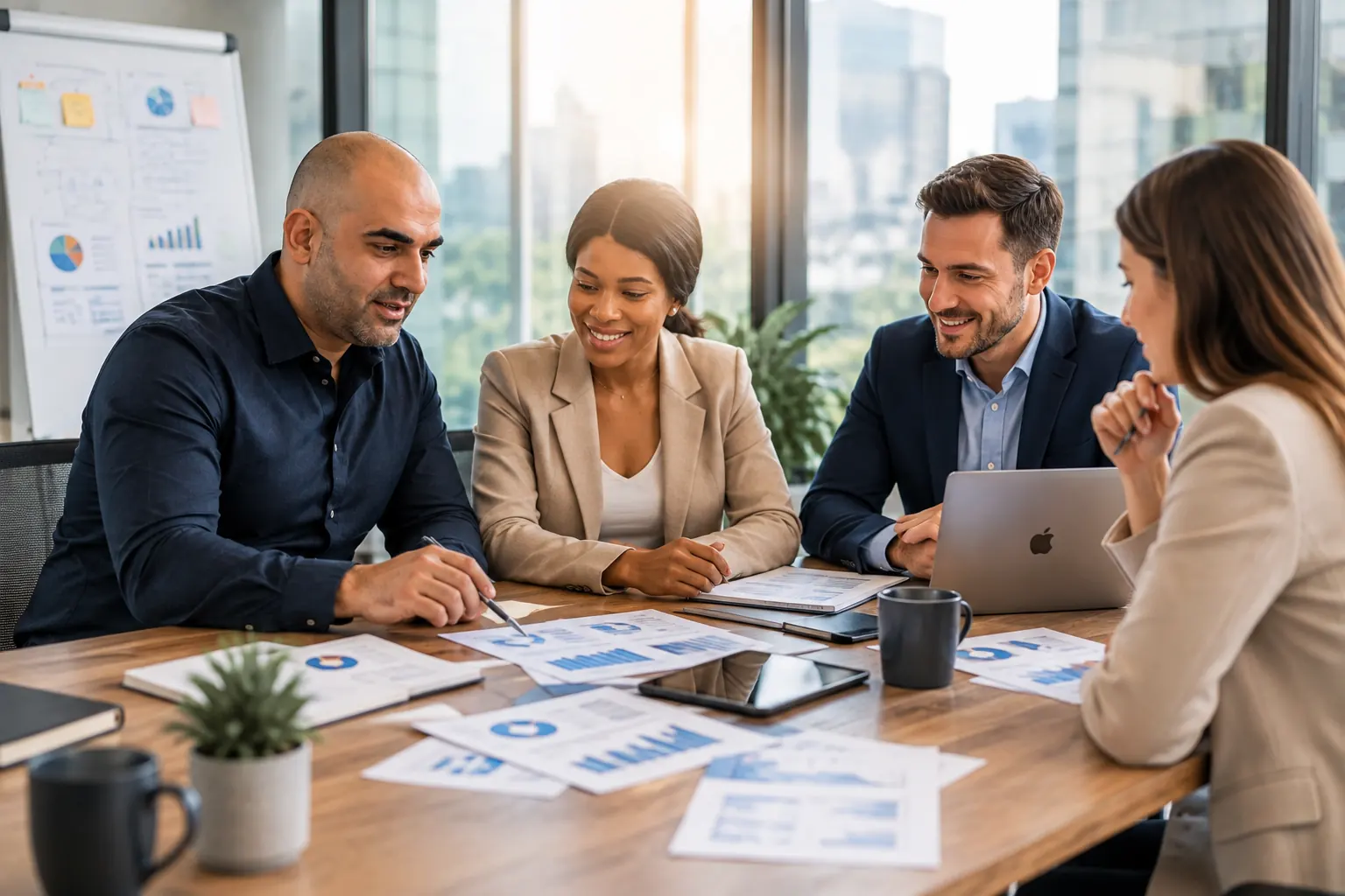 Team von X INTERNETDIENSTE bei einer Online-Marketing-Strategiebesprechung